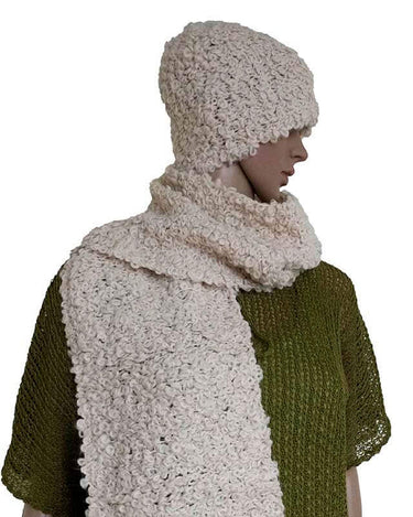 Scarf and Hat Boucle Natural - Handmade, Stylish and Warm - Quetzal Artisan