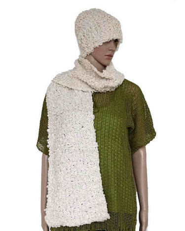 Scarf and Hat Boucle Natural - Handmade, Stylish and Warm - Quetzal Artisan