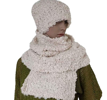 Scarf and Hat Boucle Natural - Handmade, Stylish and Warm - Quetzal Artisan