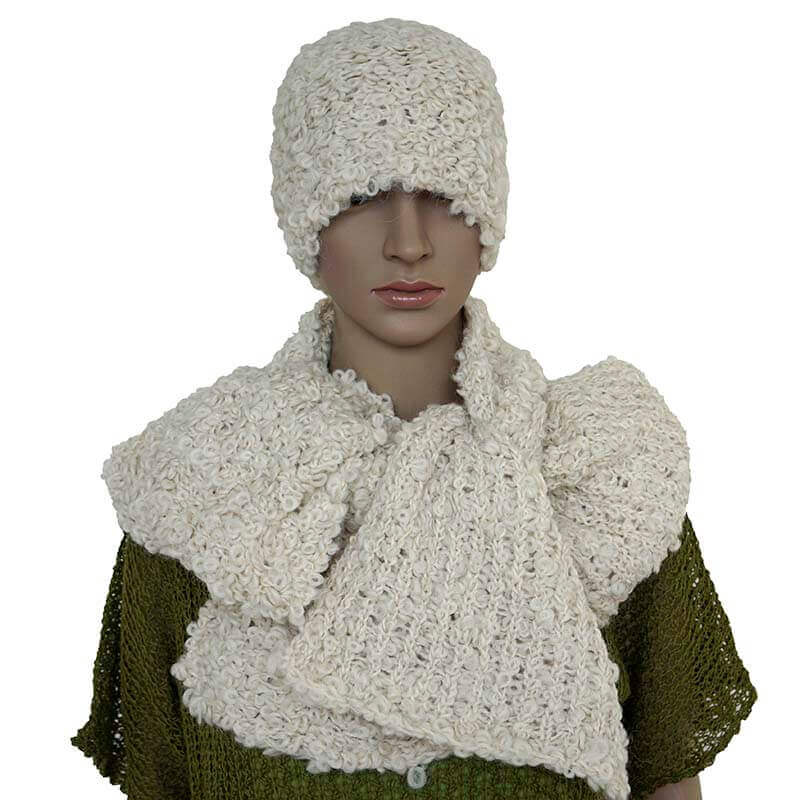 Scarf and Hat Boucle Natural_5