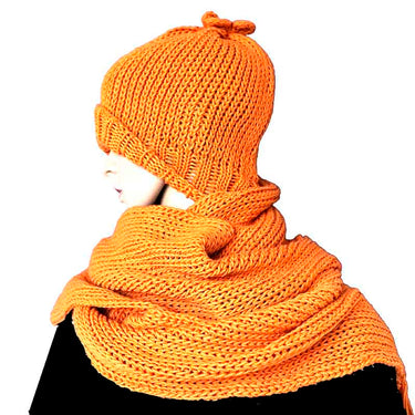 Scarf and Hat Orange - Merino Wool and Bio Cotton - Stylish - Quetzal Artisan