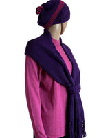 Scarf and Hat Purple - Handmade - Merino Wool & Organic Cotton - Quetzal Artisan