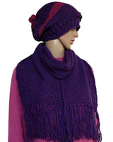 Scarf and Hat Purple - Handmade - Merino Wool & Organic Cotton - Quetzal Artisan