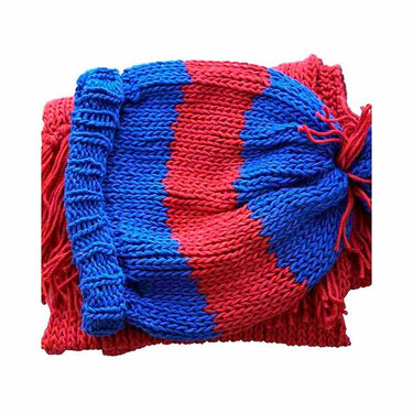 Scarf and Hat Red - Merino Wool and Organic Cotton - Stylish - Quetzal Artisan