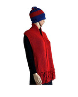 Scarf and Hat Red - Handmade - Merino Wool & Organic Cotton - Quetzal Artisan