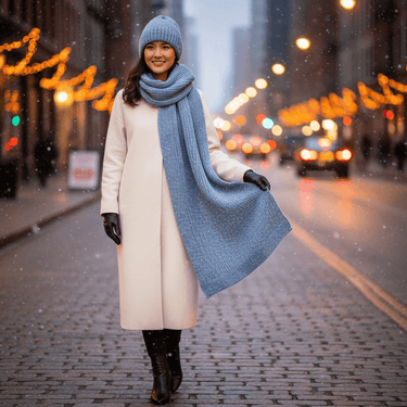 Scarf and Hat Sea Foam - Men's Alpaca Wool Scarf Beanie Set - Quetzal Artisan