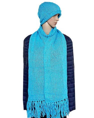 Scarf and Hat Sky Blue - Merino Wool and Organic Cotton - Quetzal Artisan