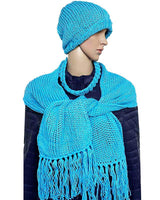 Scarf and Hat Sky Blue - Merino Wool and Organic Cotton - Quetzal Artisan