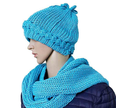 Scarf and Hat Sky Blue - Merino Wool and Organic Cotton - Quetzal Artisan