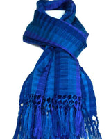 Scarf with Fringes Dark Blue - Handmade and Fairtrade - Quetzal Artisan