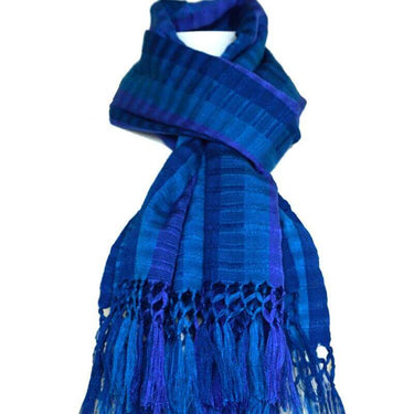 Scarf with Fringes Dark Blue - Handmade and Fairtrade - Quetzal Artisan