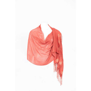 Shawl Coral Pink - Handmade of Cotton Sustainable Fairtrade - Quetzal Artisan