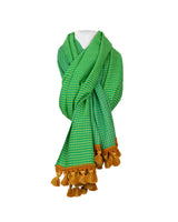 Green Lemon Shawl - Extra Large Woven Fair Trade Plaid Wrap - Quetzal Artisan