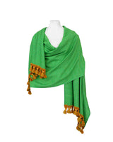 Green Lemon Shawl - Extra Large Woven Fair Trade Plaid Wrap - Quetzal Artisan
