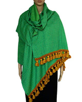  Green Lemon Shawl - Extra Large Woven Fair Trade Plaid Wrap - Quetzal Artisan