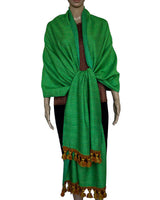 Green Lemon Shawl - Extra Large Woven Fair Trade Plaid Wrap - Quetzal Artisan