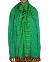 Green Lemon Shawl - Extra Large Woven Fair Trade Plaid Wrap - Quetzal Artisan