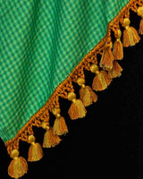 Green Lemon Shawl - Extra Large Woven Fair Trade Plaid Wrap - Quetzal Artisan