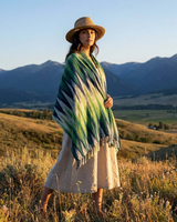 Shawl Indigo Hills - Eco-friendly Hand-dyed Green Scarf - Quetzal Artisan