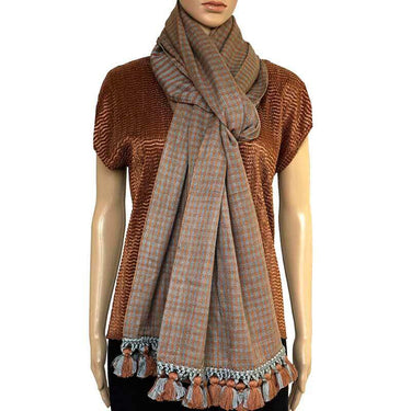 Shawl Light Brown - Extra large Sustainable and Fairtrade - Quetzal Artisan