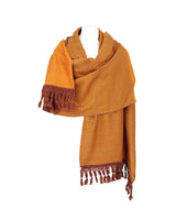 Shawl Brown Yellow - Oversized - Sustainable and Fairtrade - Quetzal Artisan