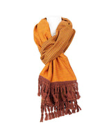 Shawl Brown Yellow - Oversized - Sustainable and Fairtrade - Quetzal Artisan