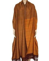 Shawl Brown Yellow - Extra Large Sustainable and Fairtrade - Quetzal Artisan