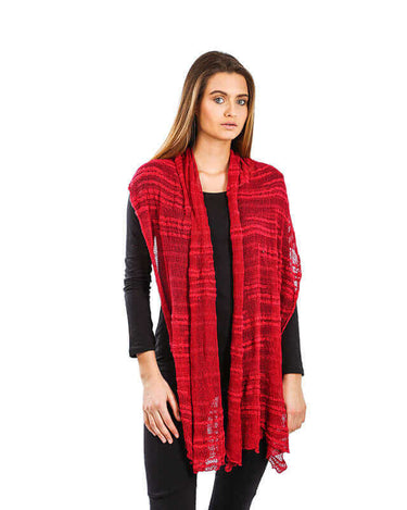 Shawl Crimson Red - Bamboo and Pima Cotton - Lightweight - Quetzal Artisan