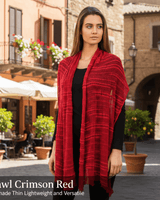 Shawl Crimson Red - Handmade Thin Lightweight and Versatil - Quetzal Artisan