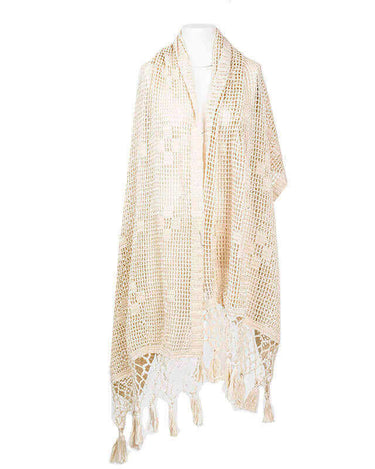 Shawl Ecru - Natural Cotton - Sustainable and Fairtrade - Quetzal Artisan