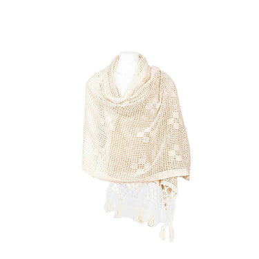 Shawl Ecru - Handmade of Natural Cotton Sustainable - Quetzal Artisan