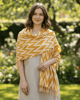 Shawl Golden Yellow Waves - Stylish, Ecofriendly & Fairtrade - Quetzal Artisan