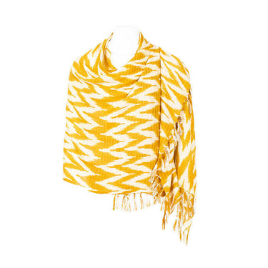 Shawl Golden Yellow Waves - Natural Dyes - Ecofriendly Scarf - Quetzal Artisan