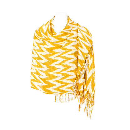 Shawl Golden Yellow Waves - Natural Dyes - Ecofriendly Scarf