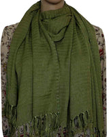 Shawl Green Olive - Natural Dyes - Ecofriendly and Fairtrade - Quetzal Artisan