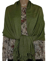 Shawl Green Olive - Natural Dyes - Ecofriendly and Fairtrade - Quetzal Artisan