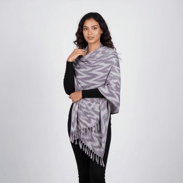 Shawl Grey Waves - Fashion Ecofriendly Tie Dyed Cotton Scarf - Quetzal Artisan