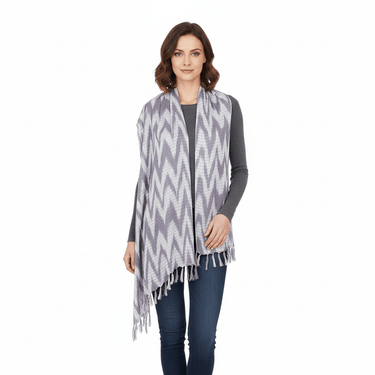 Shawl Grey Waves - Fashion Ecofriendly Tie Dyed Cotton Scarf - Quetzal Artisan