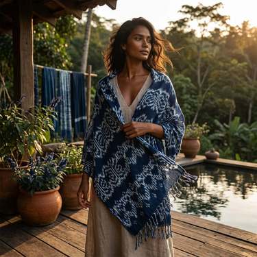 Shawl Indigo Forest - Natural Dyes - Ecofriendly & Fairtrade - Quetzal Artisan