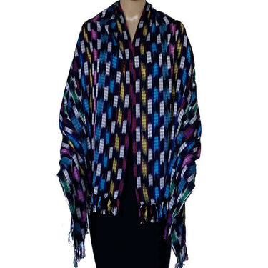 Shawl Indigo Confetti - Fairtrade Multicolor Hand-dyed Scarf - Quetzal Artisan