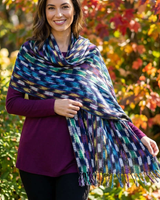 Shawl Indigo Confetti - Fairtrade Multicolor Hand-dyed Scarf - Quetzal Artisan