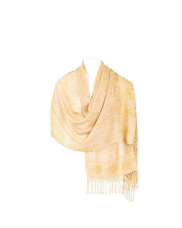 Shawl Peach Yellow - Natural Cotton - Stylish and Fairtrade - Quetzal Artisan