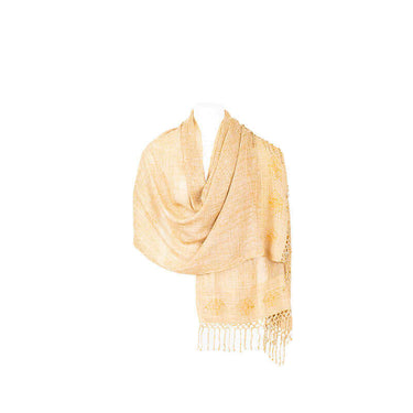 Shawl Peach Yellow - Natural Cotton - Handwoven - Fairtrade - Quetzal Artisan