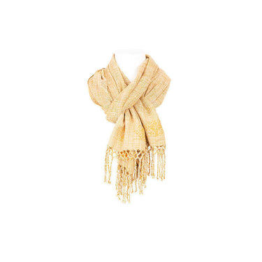 Shawl Peach Yellow - Natural Cotton - Handwoven - Fairtrade - Quetzal Artisan