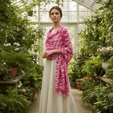 Shawl Pink Waves - Ecofriendly Tie Dyed Cotton Accessory - Quetzal Artisan