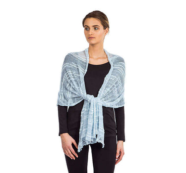 Shawl Sky Blue - Pima Cotton and Bamboo - Lovely & Lightweight - Quetzal Artisan