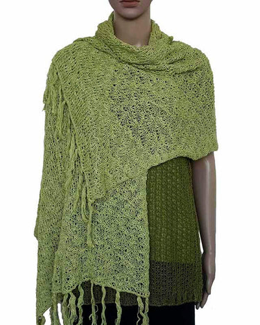 Shawl Spring Green - Handwoven with Organic Pima Cotton - Quetzal Artisan