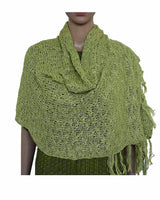 Shawl Spring Green - Handwoven with Organic Pima Cotton - Quetzal Artisan