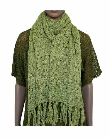 Shawl Spring Green - Handwoven with Organic Pima Cotton - Quetzal Artisan