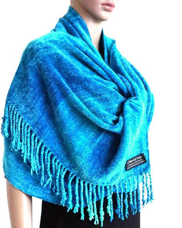 Shawl Turquoise - Organic Bamboo - Ecofriendly & Fairtrade - Quetzal Artisan